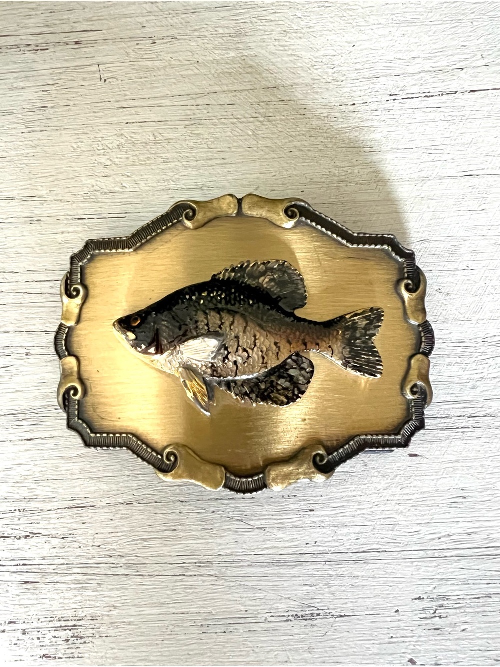 Vintage Raintree Fishermans Black Crappie Belt Buckle - Fish-Western -Sportsman